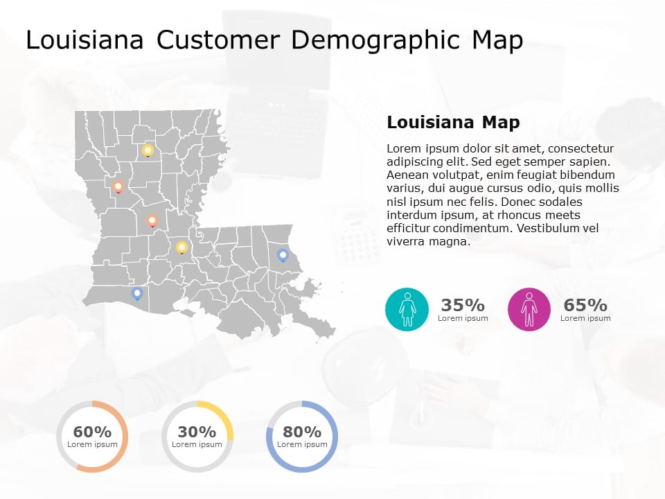 Louisiana Map 6 PowerPoint Template