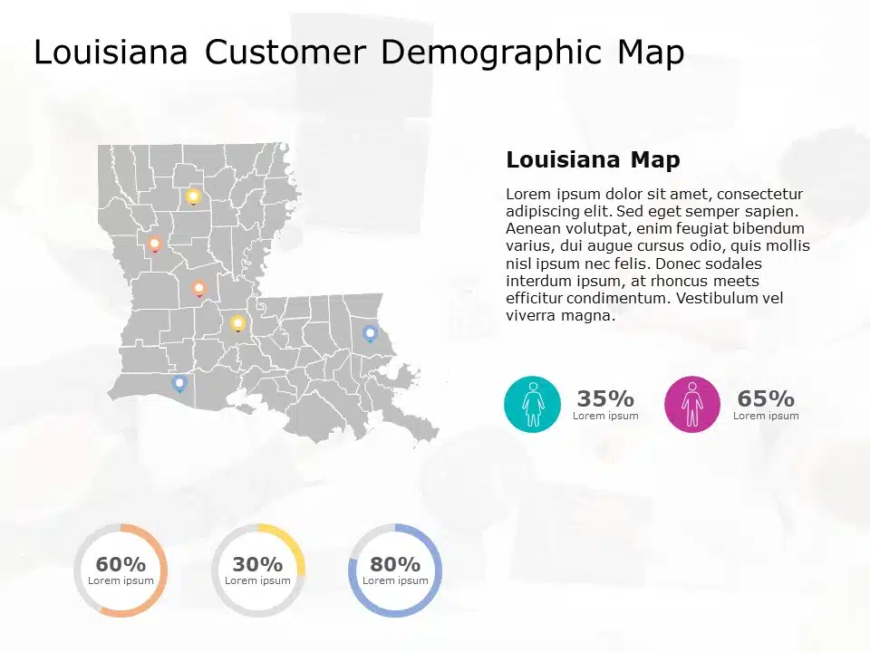 Louisiana Map 6 PowerPoint Template & Google Slides Theme