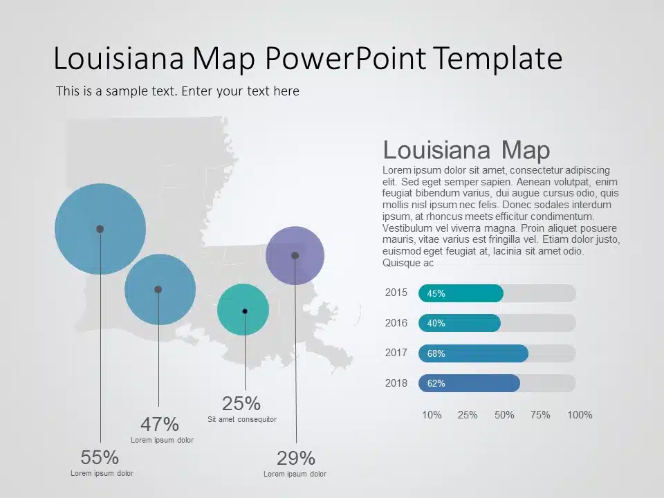 Louisiana Map 8 PowerPoint Template & Google Slides Theme