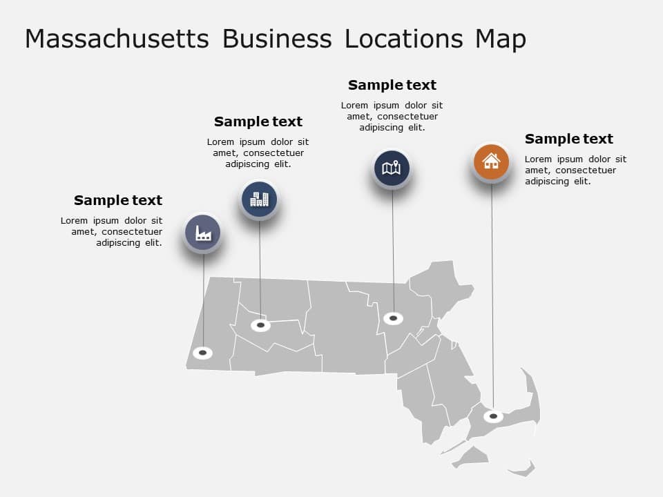 Massachusetts Map 2 PowerPoint Template