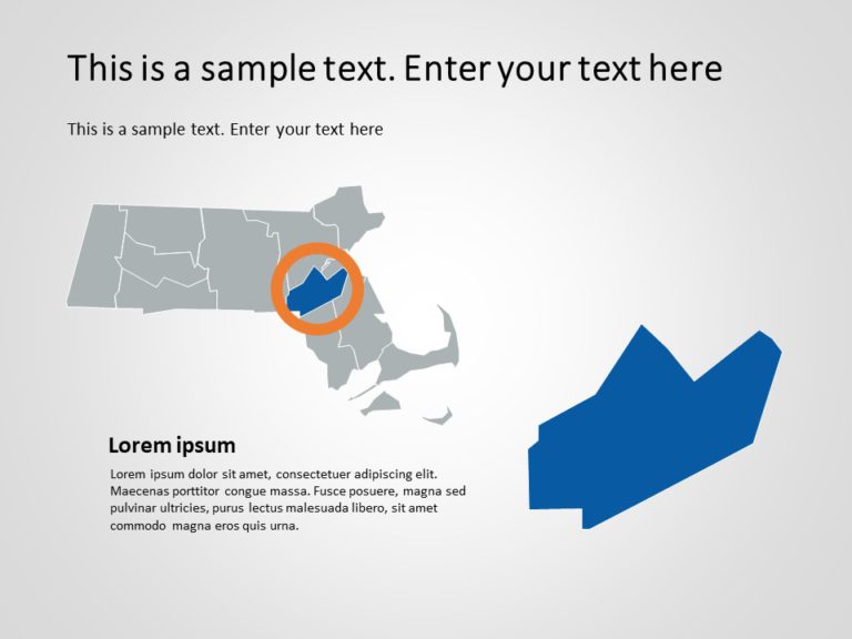 Massachusetts Map 3 PowerPoint Template