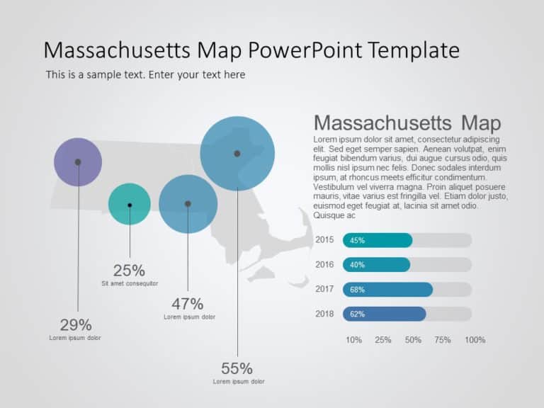 Massachusetts Map 8 PowerPoint Template & Google Slides Theme