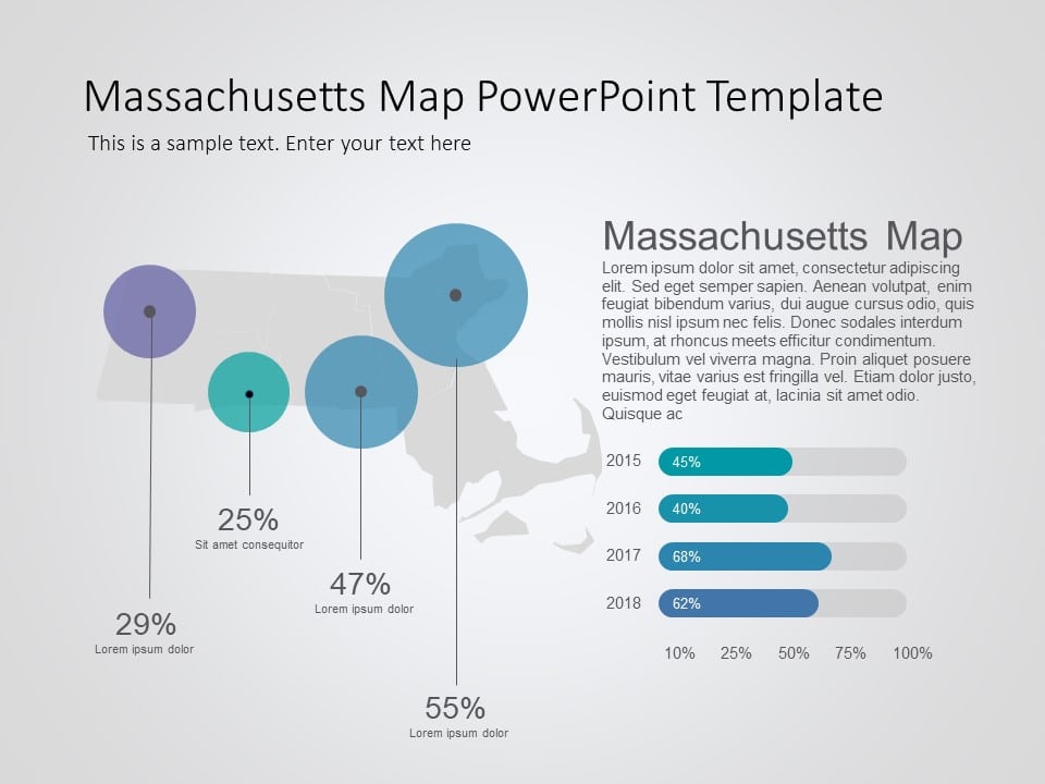 Massachusetts Map 8 PowerPoint Template & Google Slides Theme