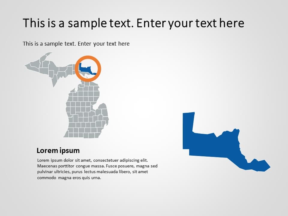 Michigan Map 3 PowerPoint Template