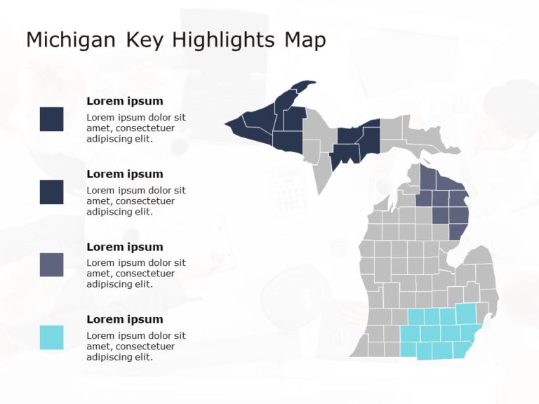 Michigan Map 4 PowerPoint Template