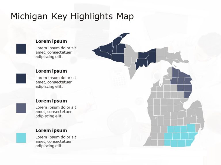 Michigan Map 4 PowerPoint Template & Google Slides Theme