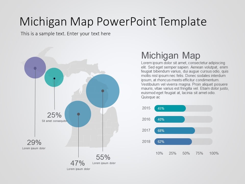 Michigan Map 8 PowerPoint Template