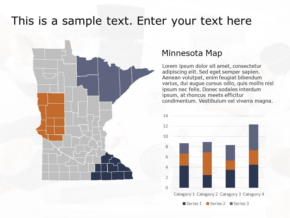 Minnesota Regional Map Infographic in Blue and Orange Slide Template