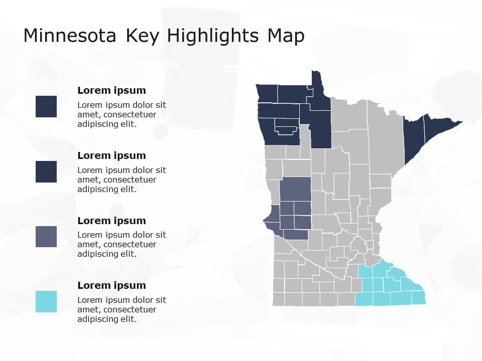 Minnesota Map 4 PowerPoint Template