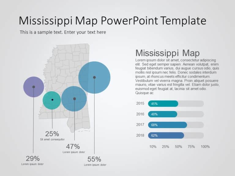 Mississippi Map 8 PowerPoint Template