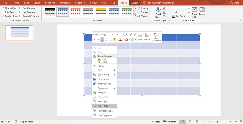 add a row to a table in PowerPoint