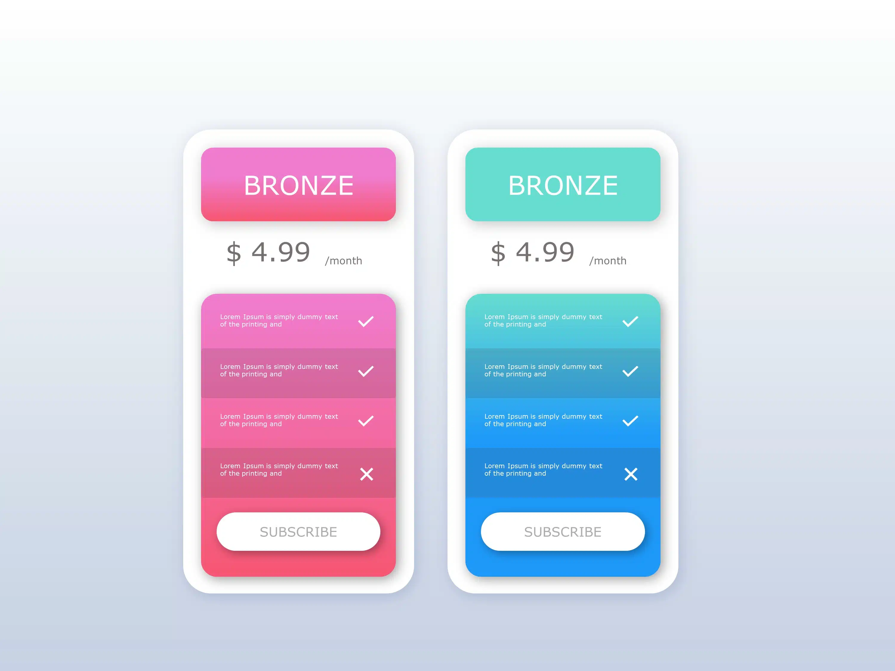 Colored Pricing PowerPoint Table & Google Slides Theme