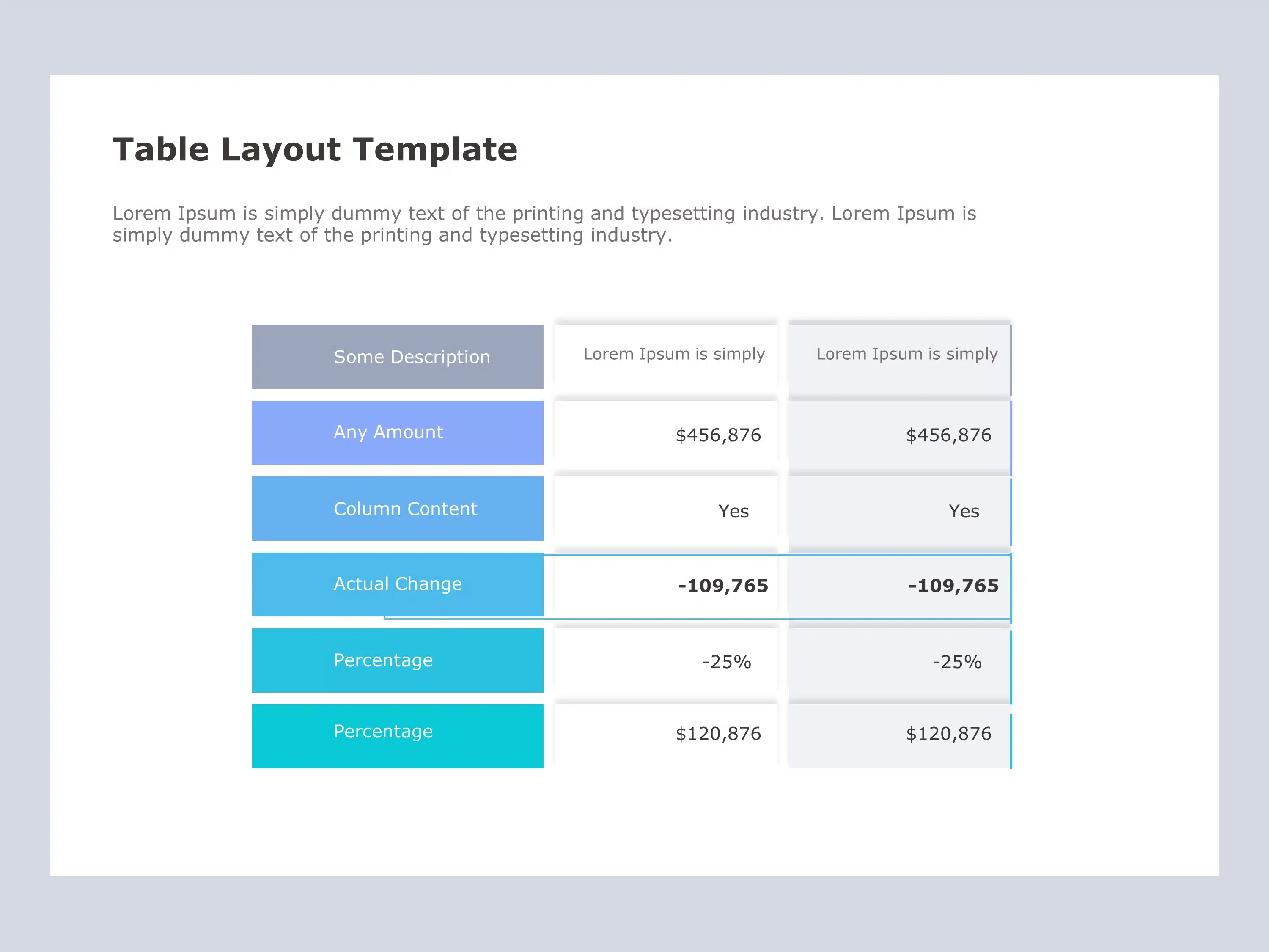 Finance Table PowerPoint Template