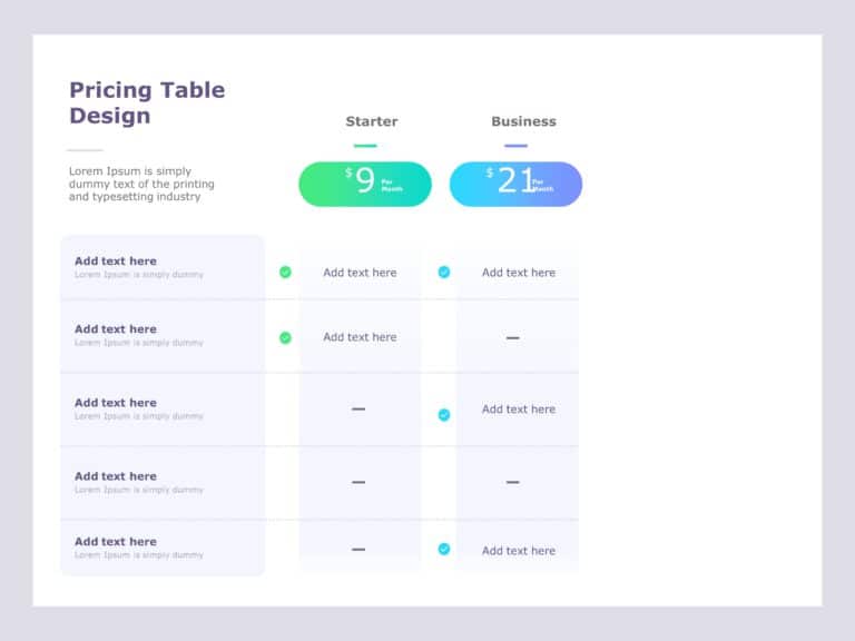 Modern Pricing Table PowerPoint Template & Google Slides Theme