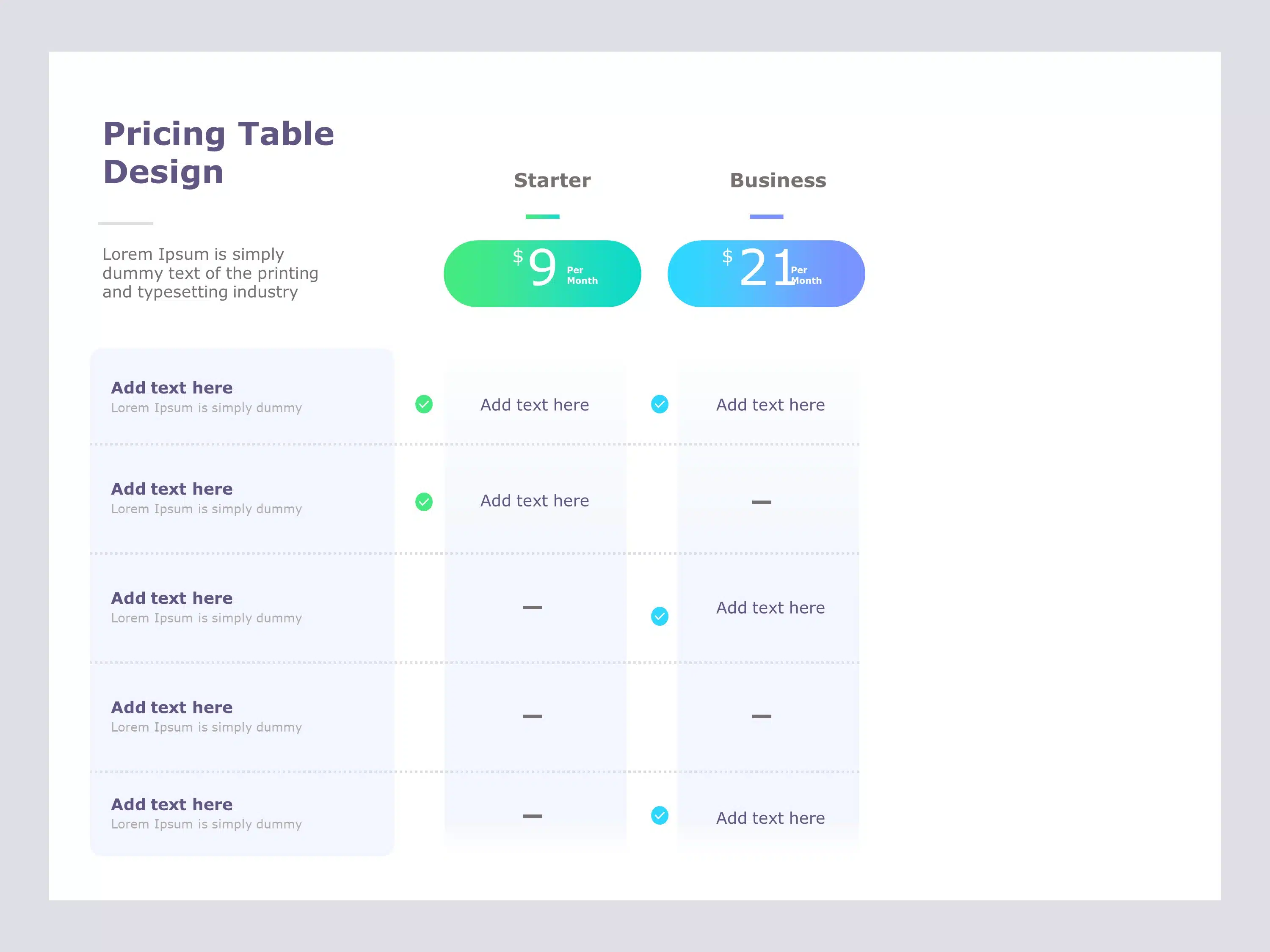 Modern Pricing Table PowerPoint Template & Google Slides Theme