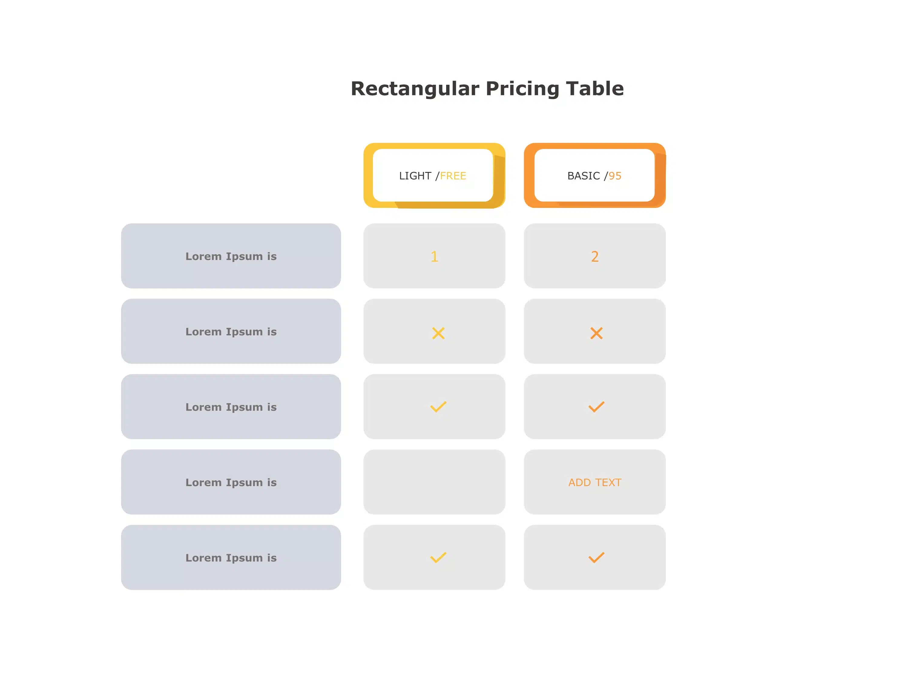 Rectangular Pricing PowerPoint Table & Google Slides Theme