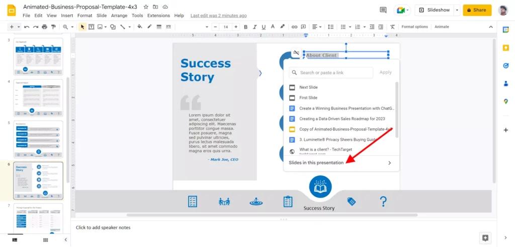 how to insert a link in google slides
