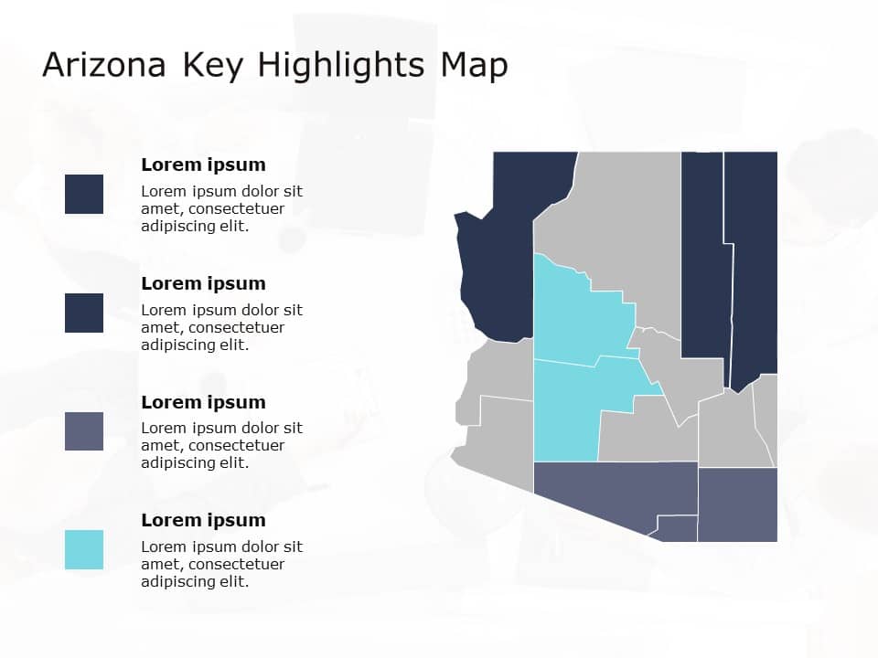 Arizona Map 4 PowerPoint Template