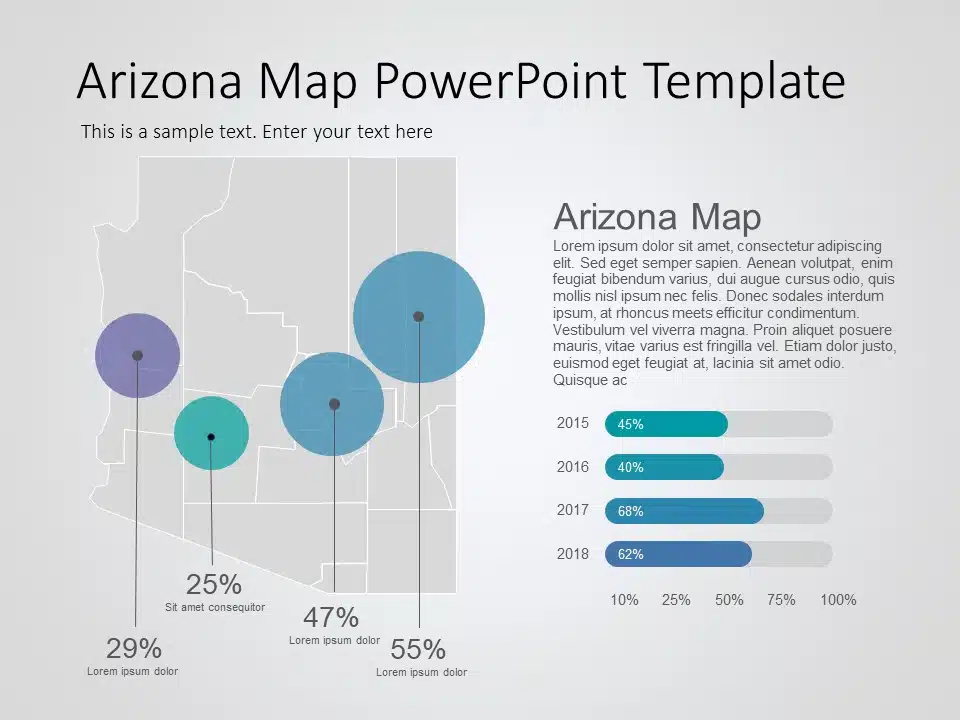 Arizona Map 8 PowerPoint Template & Google Slides Theme