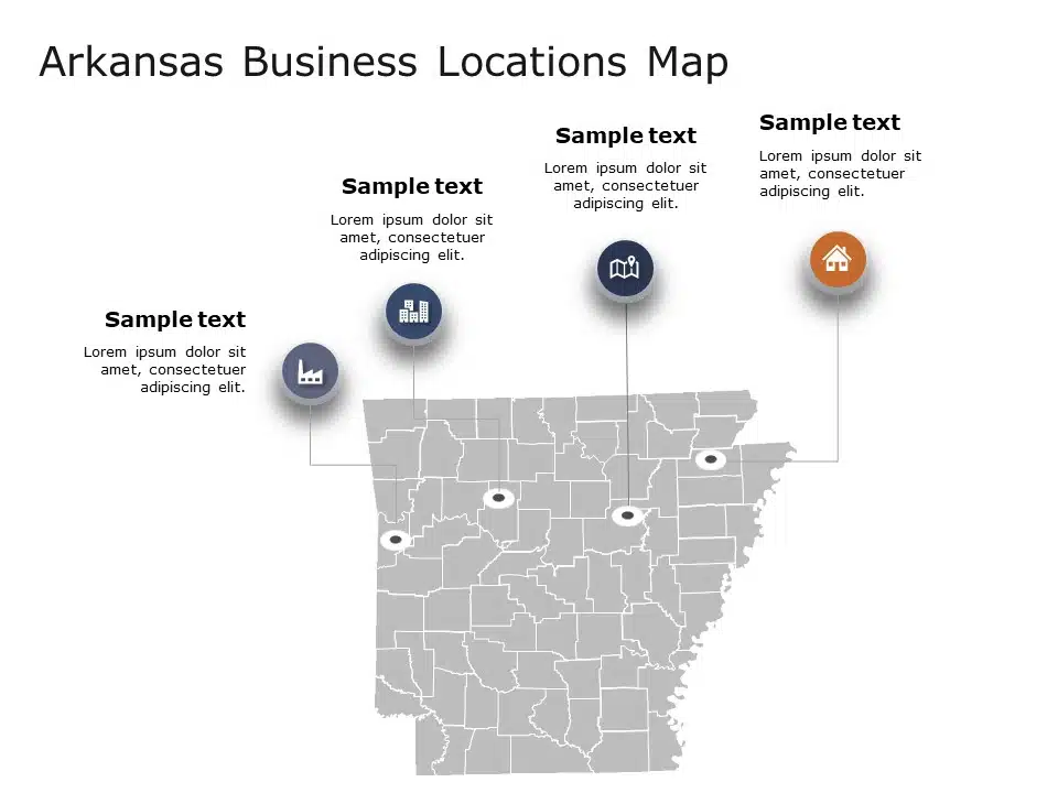 Arkansas Map 2 PowerPoint Template & Google Slides Theme