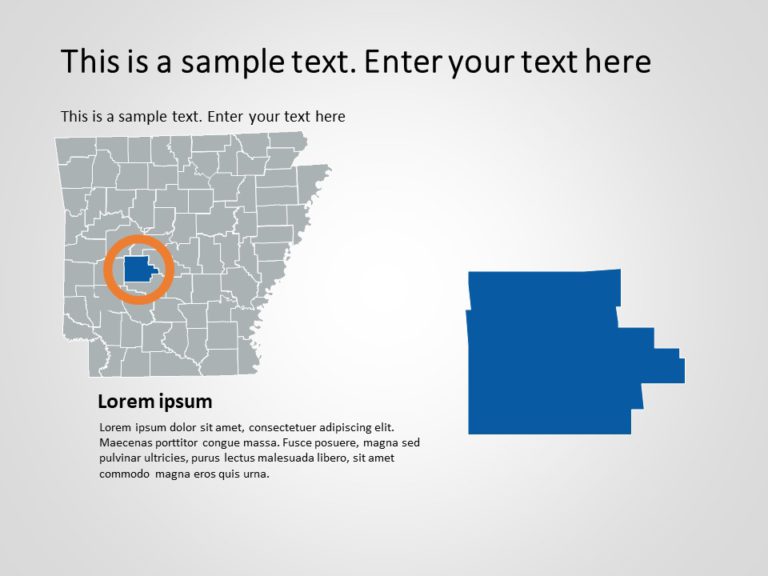 Arkansas Map 3 PowerPoint Template