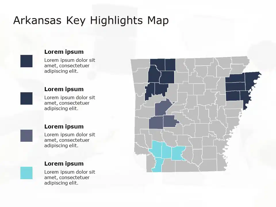 Arkansas Map 4 PowerPoint Template & Google Slides Theme