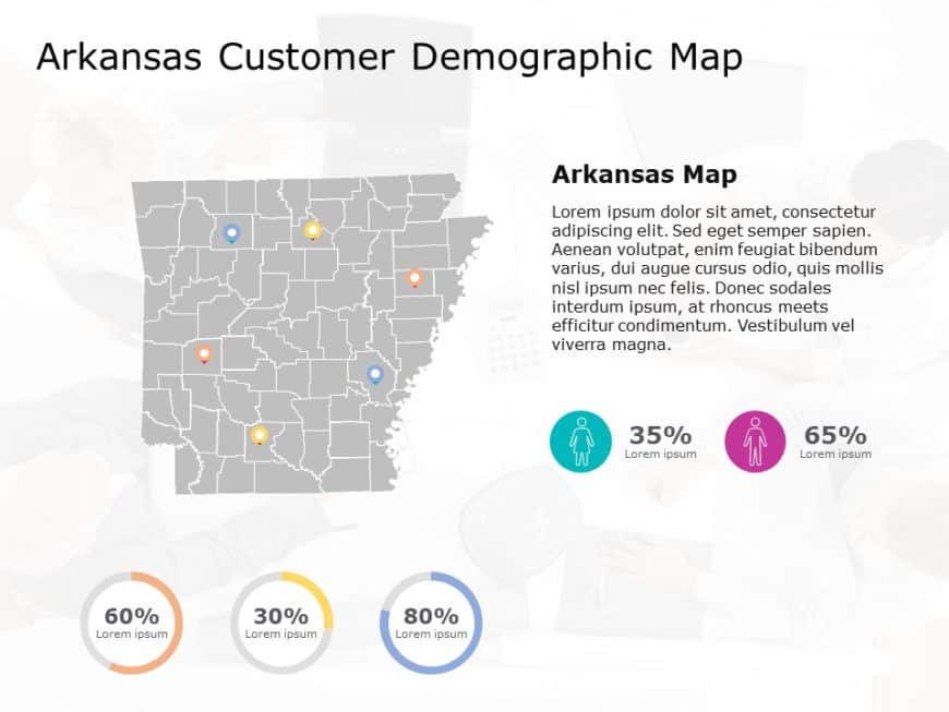 Arkansas Map 6 PowerPoint Template