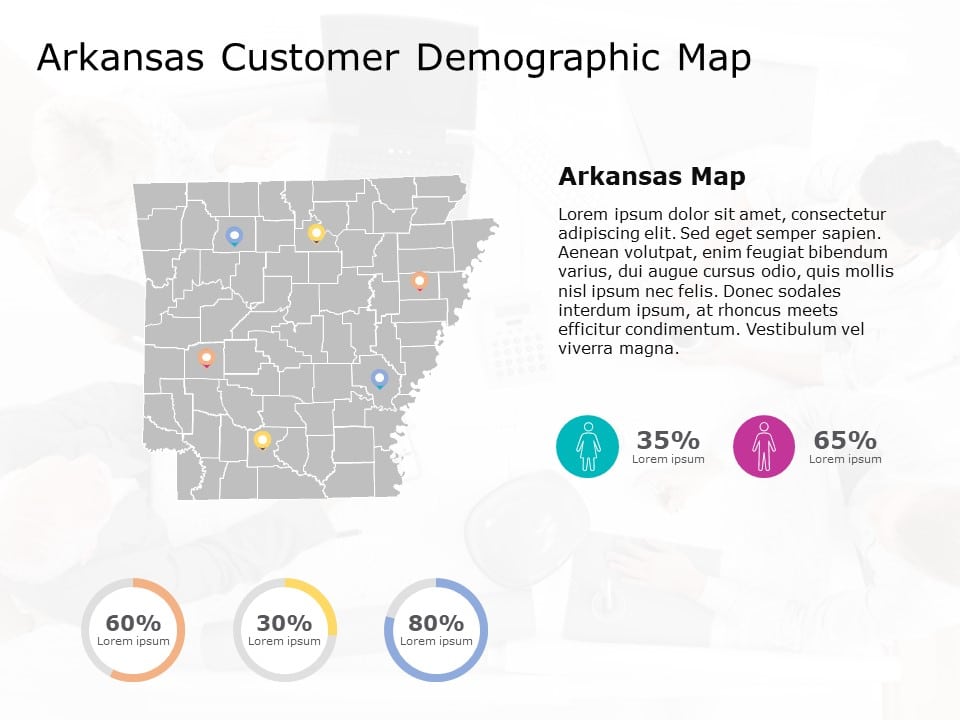 Arkansas Map 6 PowerPoint Template