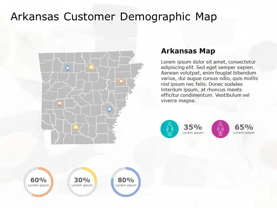 Arkansas Map 6 PowerPoint Template & Google Slides Theme