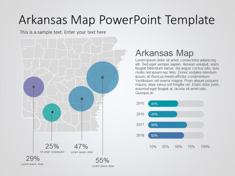 Arkansas Map 8 PowerPoint Template