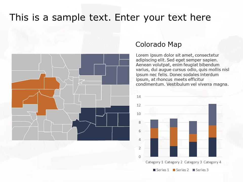 Colorado Map Analysis with Orange and Blue Highlights Slide Template