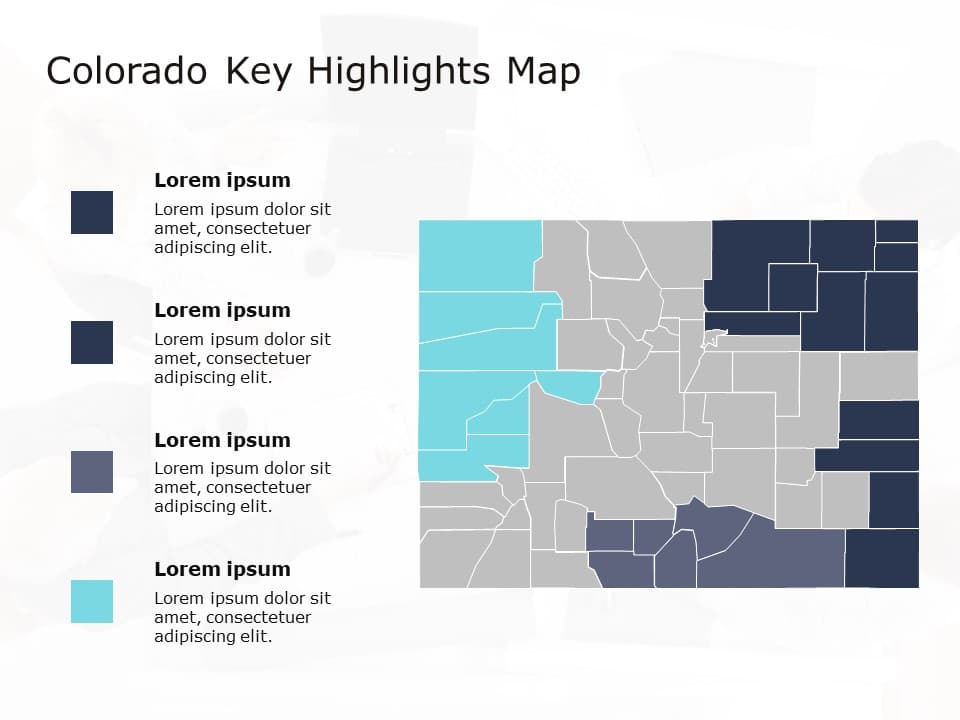 Colorado Map Powerpoint Colorado Regional Map Infographic in Blue and Gray Slide Template