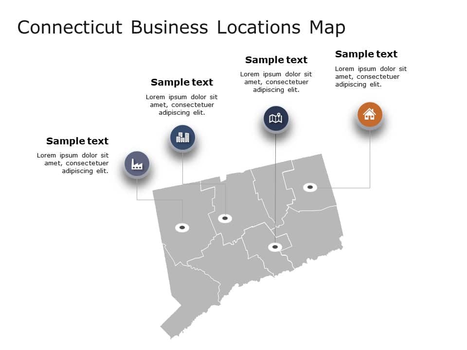 Connecticut Map 2 PowerPoint Template