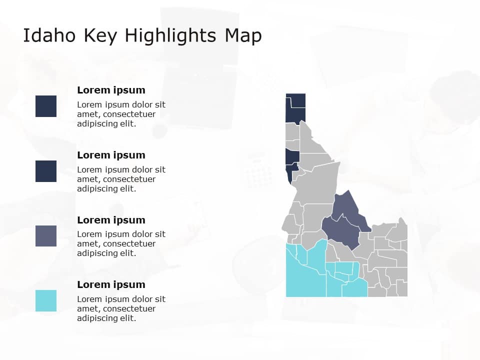 Idaho Map 4 PowerPoint Template