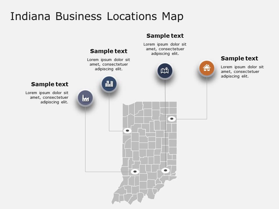 Indiana Business Map with Iconic Location Highlights Presentation Template