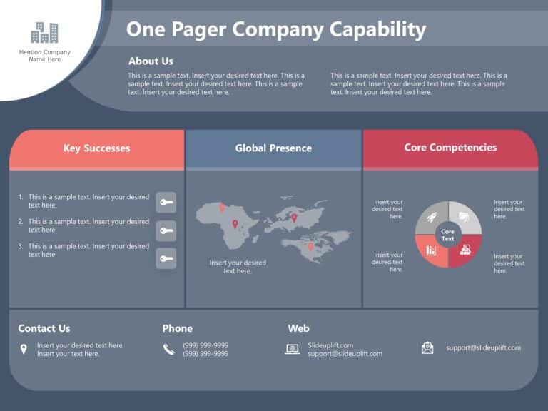 One Page Company Profile PowerPoint Template & Google Slides Theme