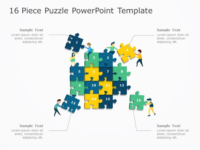 Animated 16 Piece Puzzle PowerPoint Template & Google Slides Theme