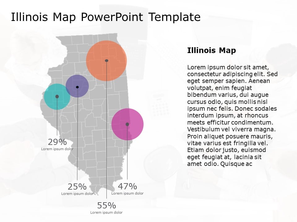 Illinois Map 2 PowerPoint Template