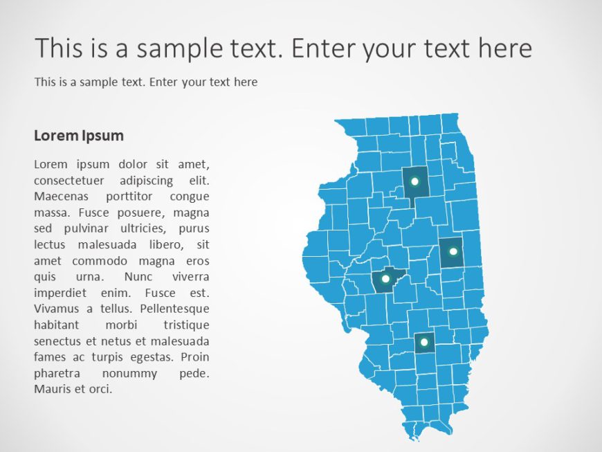 Illinois Map 3 PowerPoint Template