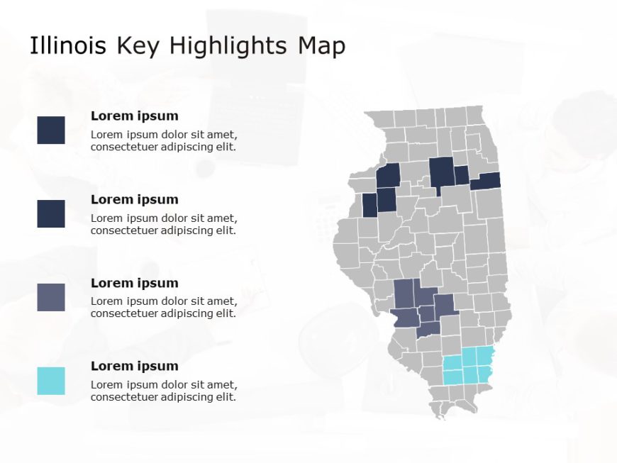 Illinois Map 6 PowerPoint Template