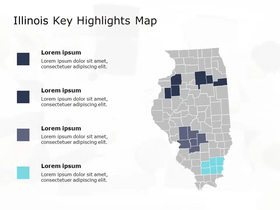 Illinois Map 6 PowerPoint Template & Google Slides Theme