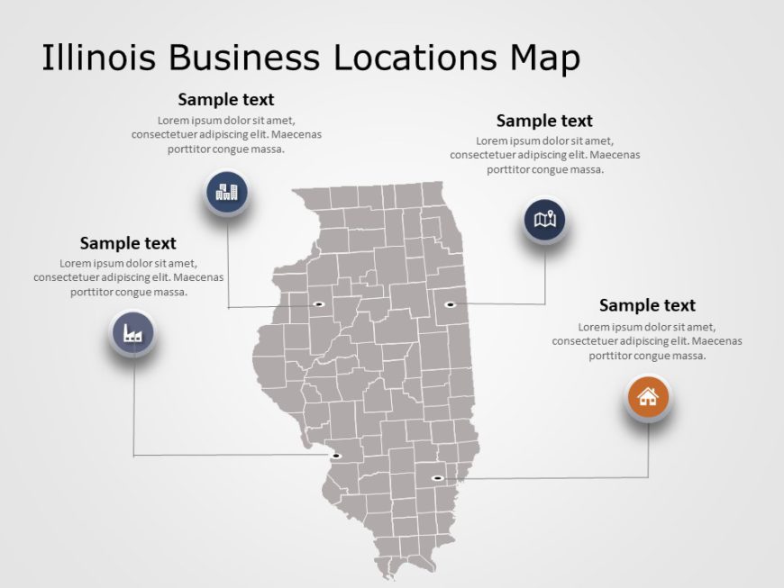 Illinois Map 7 PowerPoint Template