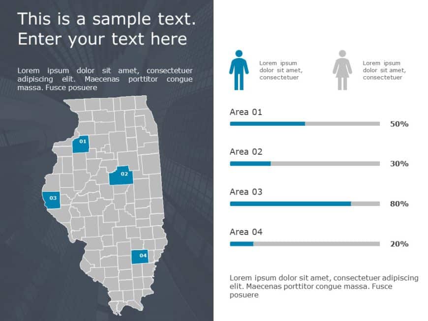 Illinois Map 8 PowerPoint Template