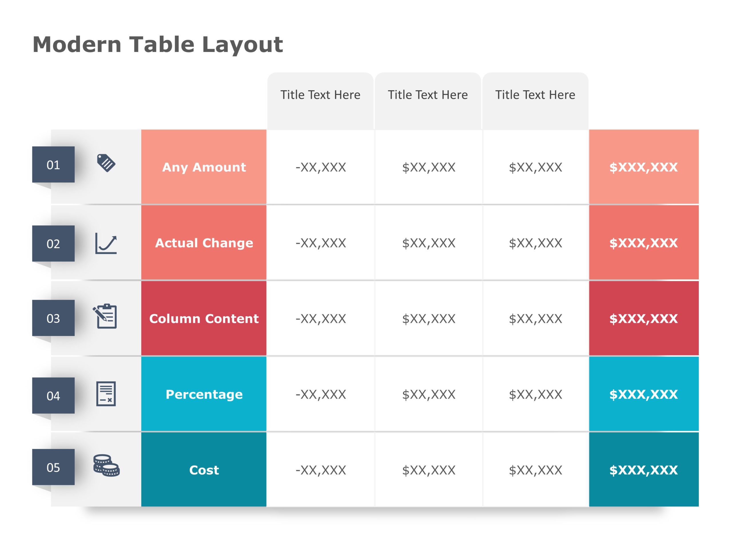 Modern Table Layout PowerPoint Template & Google Slides Theme