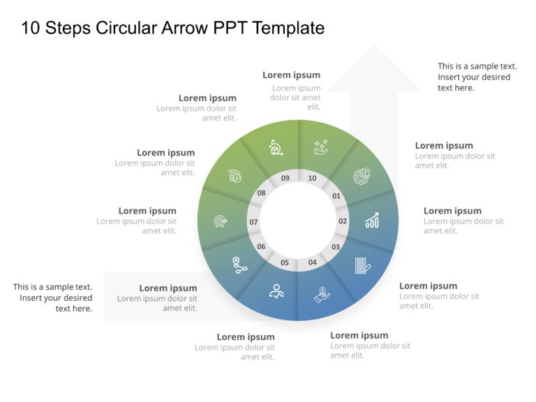 10 Steps Circular Arrow PPT Template & Google Slides Theme