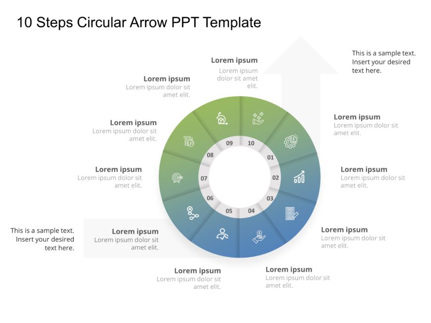 10 Steps Circular Arrow PPT Template