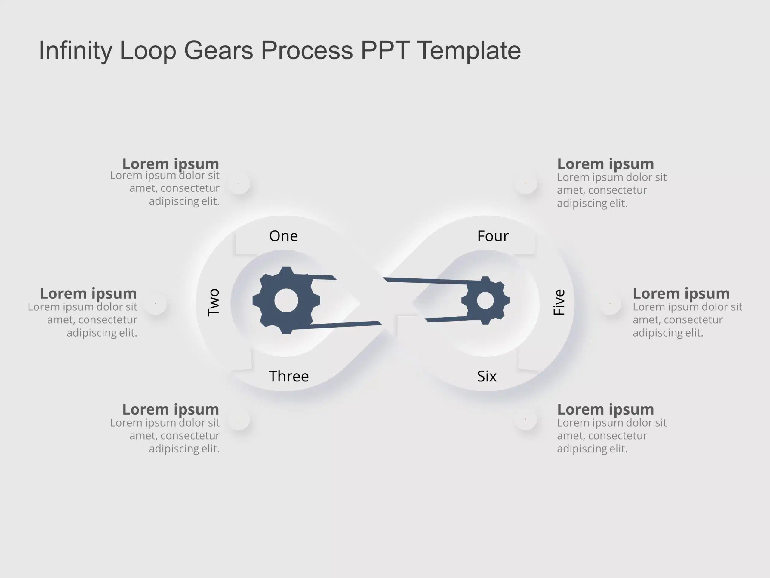 Infinity Loop Gears Process PPT Template & Google Slides Theme