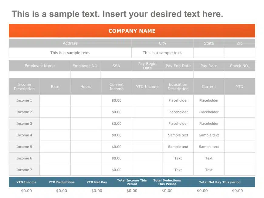 Simple Pay Slip PowerPoint Template