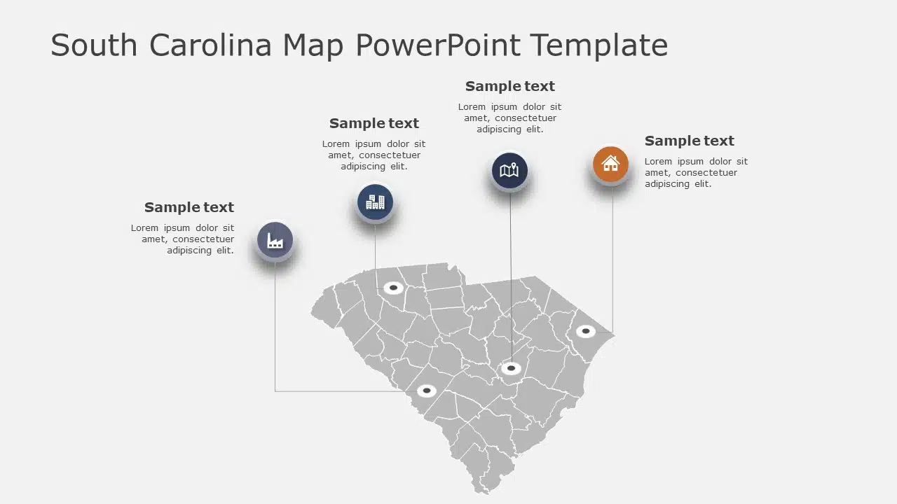 South Carolina Map 2 PowerPoint Template & Google Slides Theme