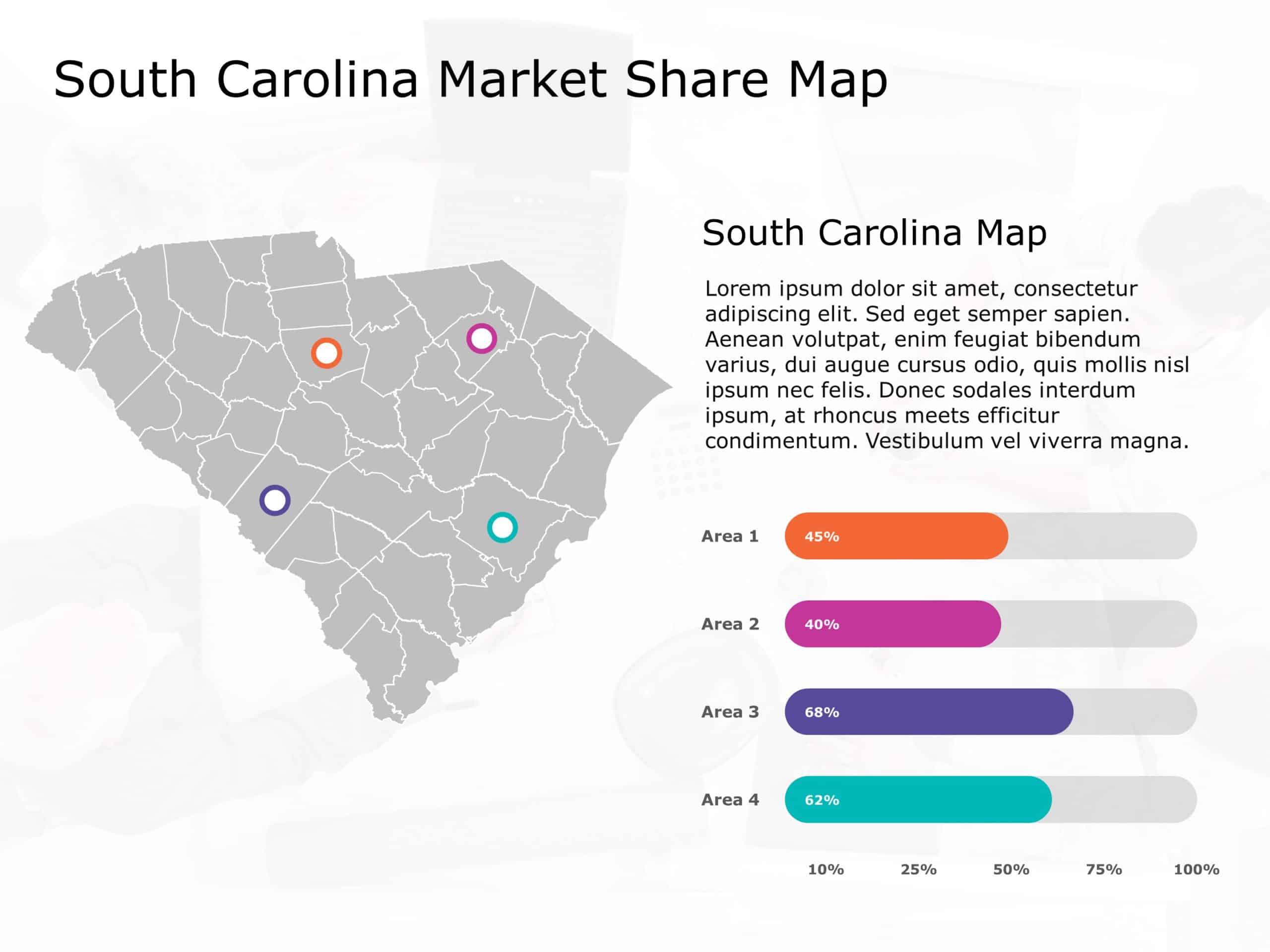 South Carolina Map 7 PowerPoint Template